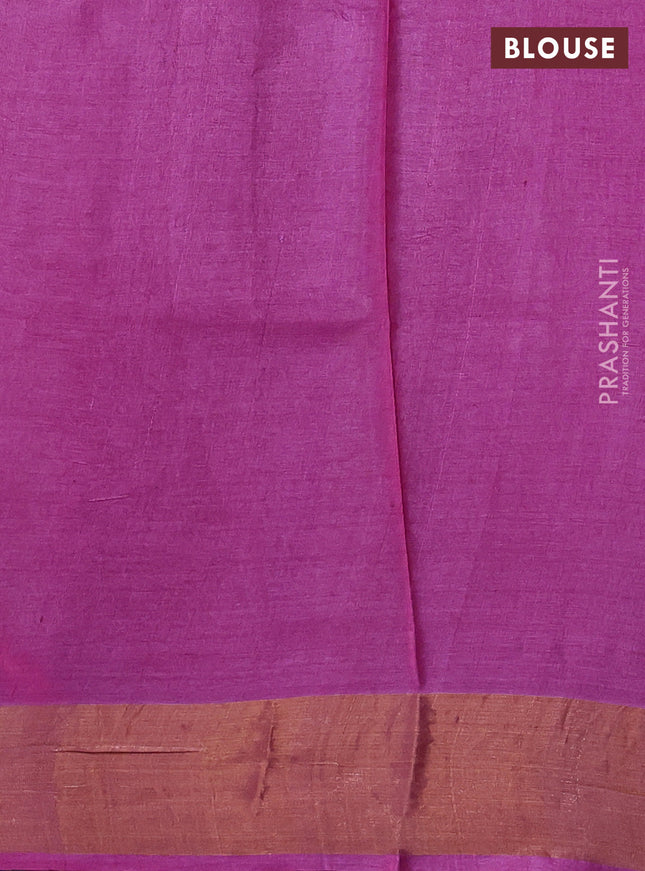 Pure tussar silk saree pink with allover geomatric prints and zari woven border