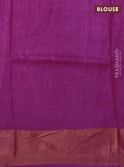 Pure tussar silk saree pink with allover prints and zari woven border