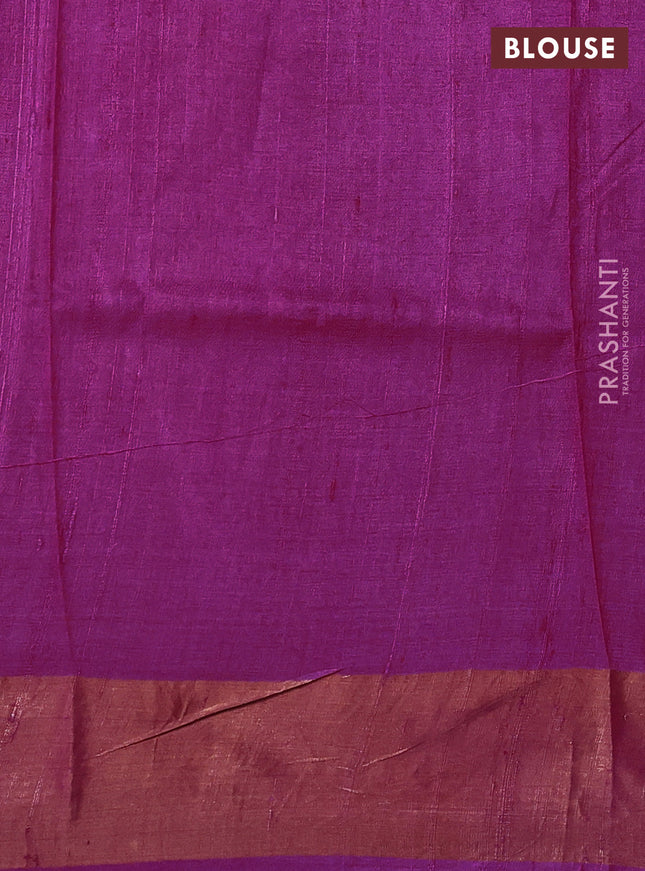 Pure tussar silk saree pink with allover prints and zari woven border
