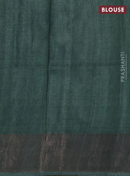 Pure tussar silk saree pastel green with allover prints and zari woven border