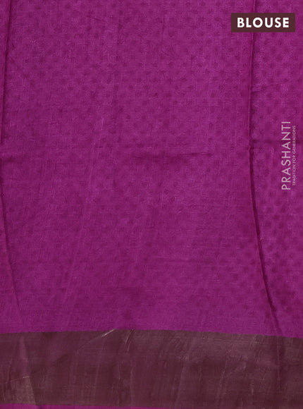 Pure tussar silk saree magenta pink with allover floral prints and zari woven border