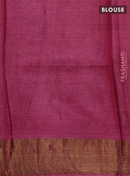 Pure tussar silk saree pink with allover geometric prints and zari woven border