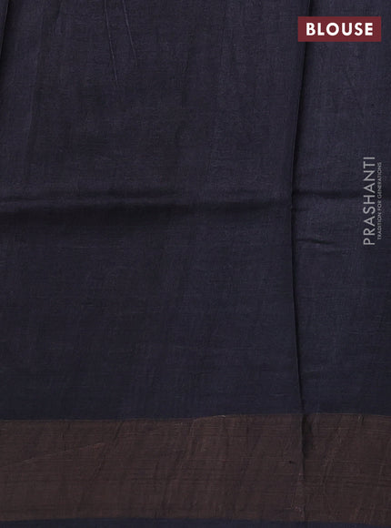 Pure tussar silk saree black with allover kalamkari prints and zari woven border