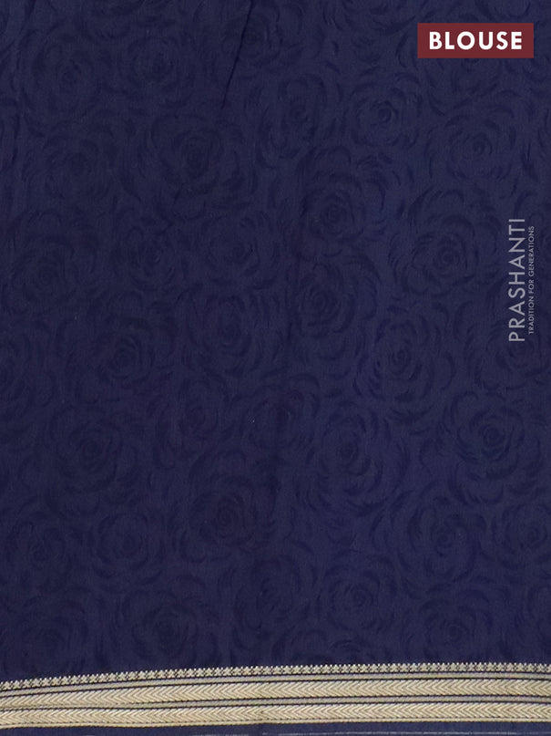 Muslin silk saree maroon and navy blue with allover floral prints and zari woven border