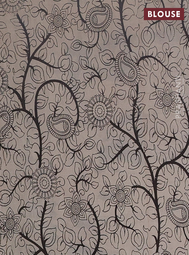 Kalamkari cotton saree black and beige with allover prints and printed border