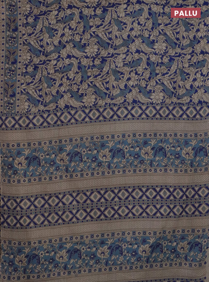 Kalamkari cotton saree blue and pastel blue with allover prints and printed border