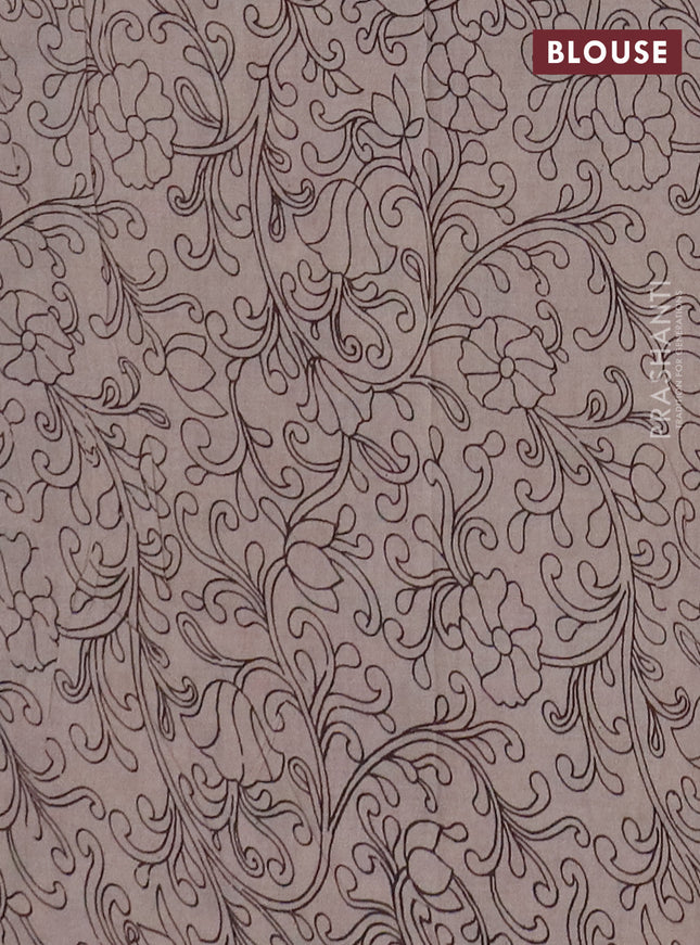 Kalamkari cotton saree black and maroon with allover prints and printed border