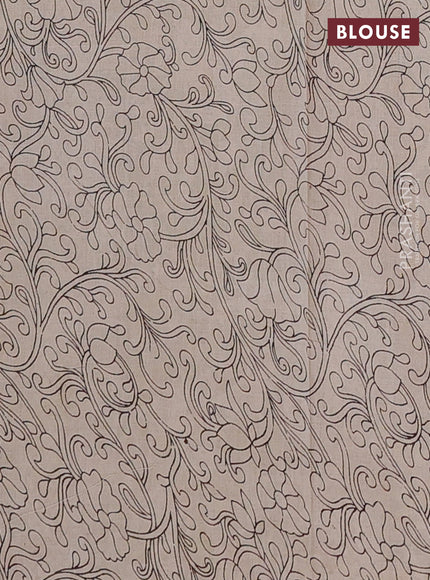 Kalamkari cotton saree yellow and light green with allover prints and printed border