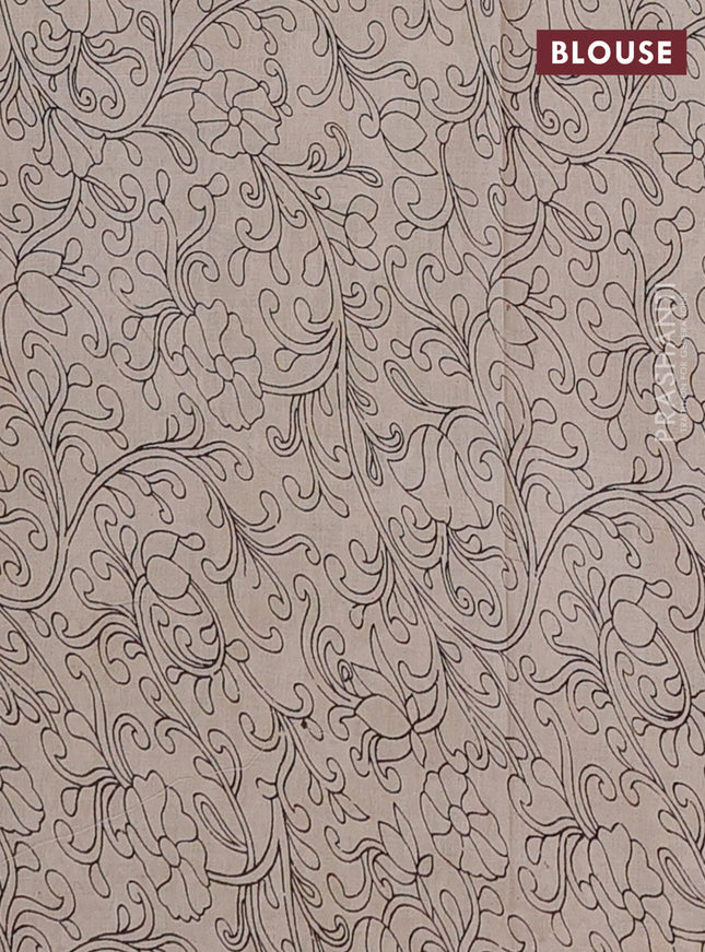 Kalamkari cotton saree yellow and light green with allover prints and printed border