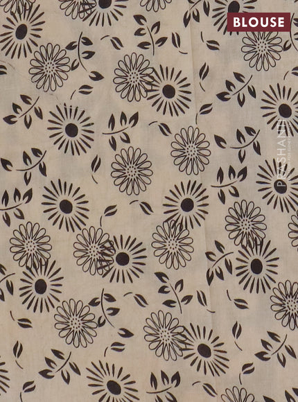 Kalamkari cotton saree black and beige with allover prints and printed border