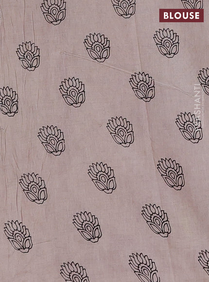 Kalamkari cotton saree beige and maroon with allover prints and printed border