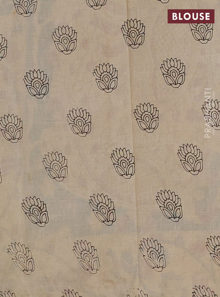 Kalamkari cotton saree blue and pink with allover prints and printed border