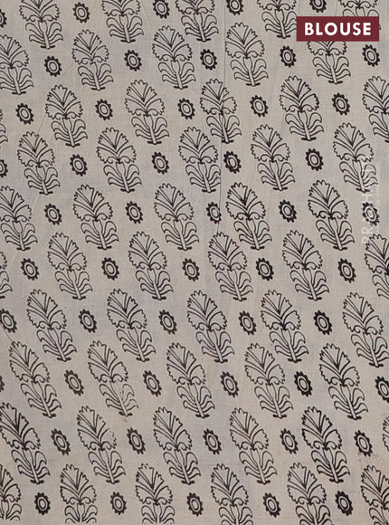 Kalamkari cotton saree lavender and black with allover floral prints and printed border