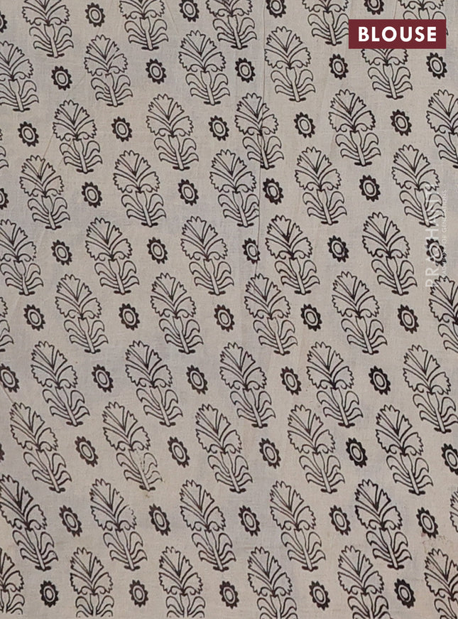 Kalamkari cotton saree lavender and black with allover floral prints and printed border