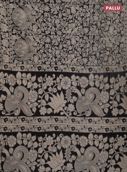 Kalamkari cotton saree beige and black with allover prints and printed border