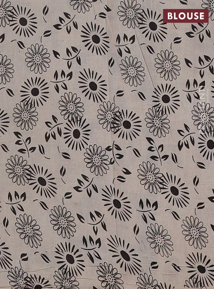 Kalamkari cotton saree beige and black with allover prints and printed border