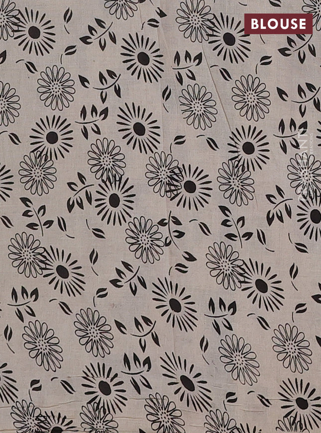 Kalamkari cotton saree beige and black with allover prints and printed border