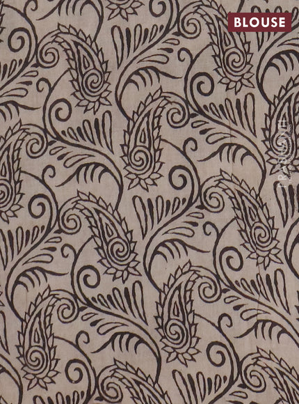 Kalamkari cotton saree black and beige with allover prints and printed border