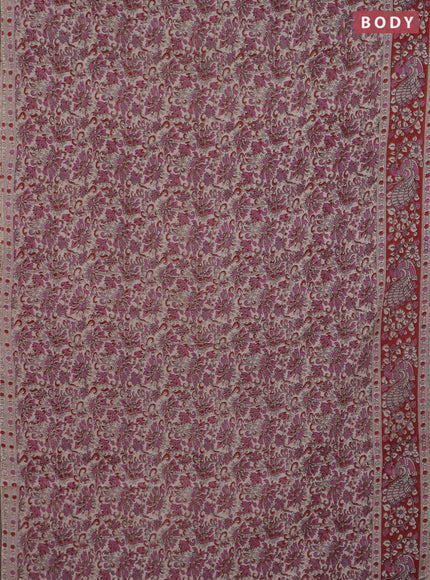 Kalamkari cotton saree pink and rust shade with allover prints and printed border