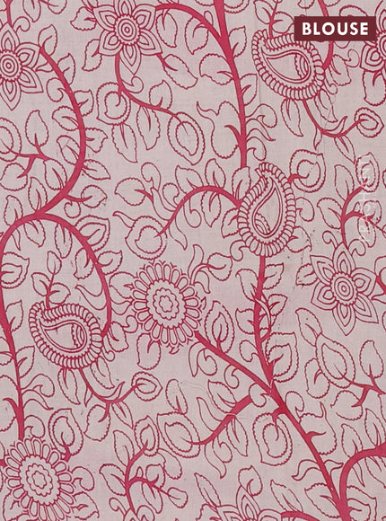 Kalamkari cotton saree black and pink with allover prints and printed border