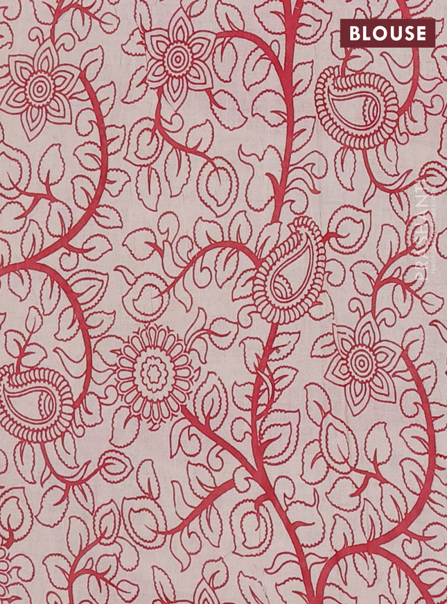 Kalamkari cotton saree yellow and maroon with allover prints and printed border