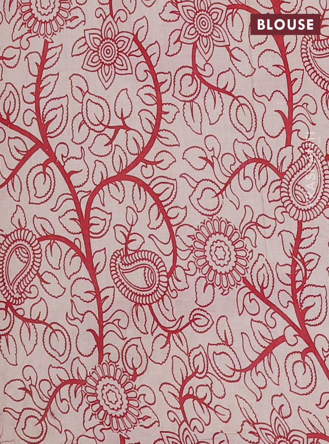 Kalamkari cotton saree brown and maroon with allover prints and printed border