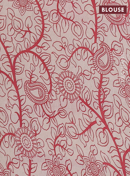 Kalamkari cotton saree beige and maroon with allover prints and printed border
