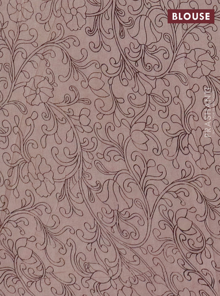 Kalamkari cotton saree beige and maroon with allover prints and printed border