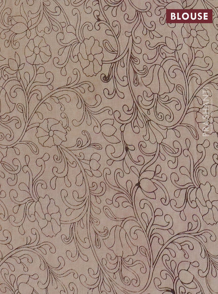 Kalamkari cotton saree yellow and pink with allover prints and printed border