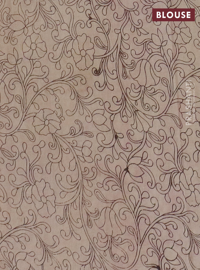 Kalamkari cotton saree yellow and pink with allover prints and printed border