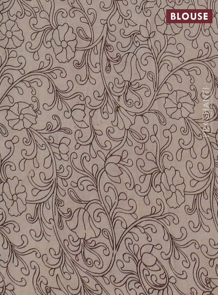 Kalamkari cotton saree black and beige with allover prints and printed border