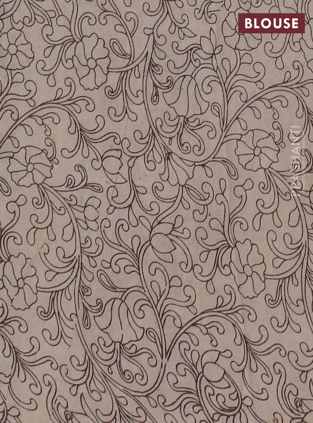 Kalamkari cotton saree black and beige with allover prints and printed border