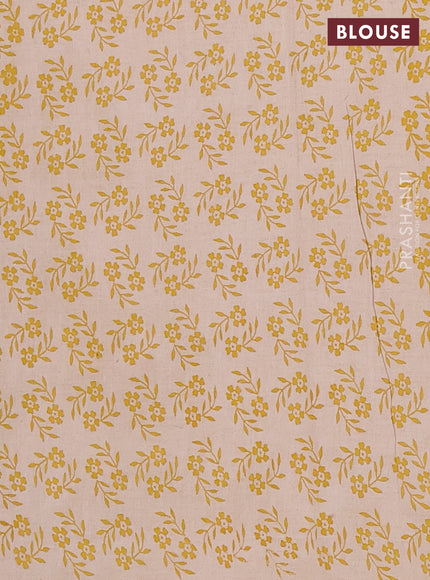 Kalamkari cotton saree yellow and beige with allover geomatric prints and printed border