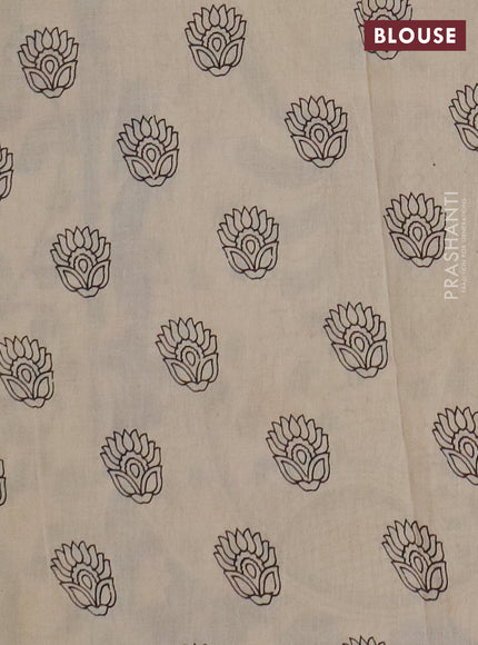 Kalamkari cotton saree blue and grey with allover prints and printed border