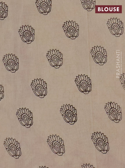 Kalamkari cotton saree black and beige with allover prints and printed border