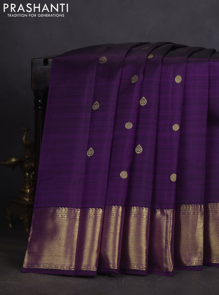 Pure kanchipuram silk saree violet with zari woven buttas and rich zari woven border