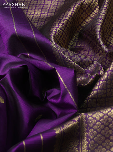 Pure kanchipuram silk saree violet with zari woven buttas and rich zari woven border