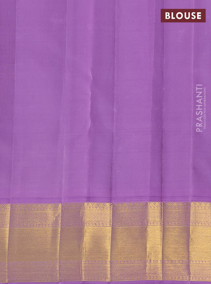 Pure kanchipuram silk saree teal green shade and lavender with annam & rudhraksha zari woven buttas and zari woven border