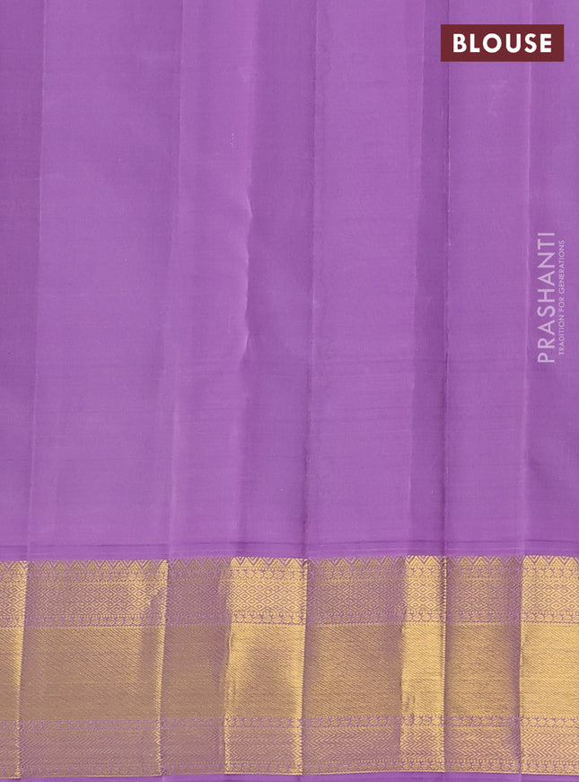 Pure kanchipuram silk saree teal green shade and lavender with annam & rudhraksha zari woven buttas and zari woven border
