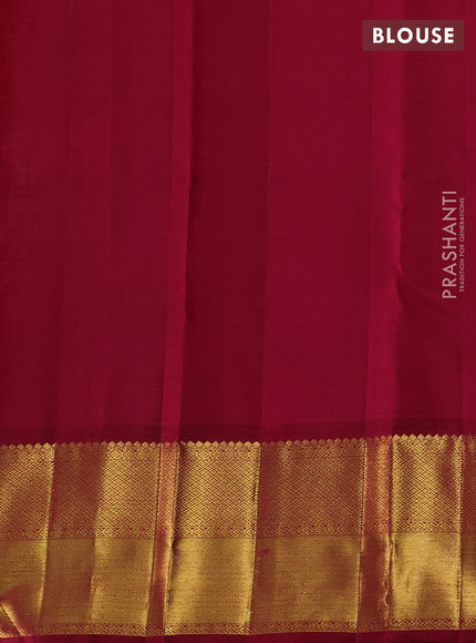 Pure kanchipuram silk saree cream and dark pink with zari woven buttas and rich zari woven border