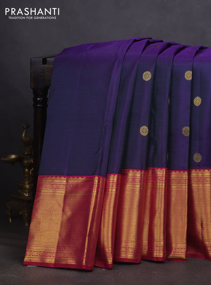 Pure kanchipuram silk saree dual shade of violet and pink with zari woven buttas and long zari woven border