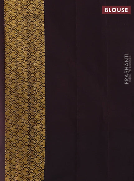 Pure kanchipuram silk saree maroon and coffee brown with zari woven buttas and long zari woven border