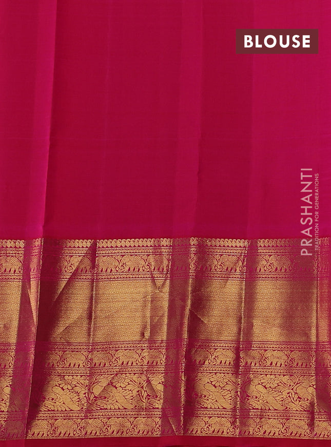 Pure kanchipuram silk saree lime yellow and dual shade of pink with zari woven buttas and long zari woven border