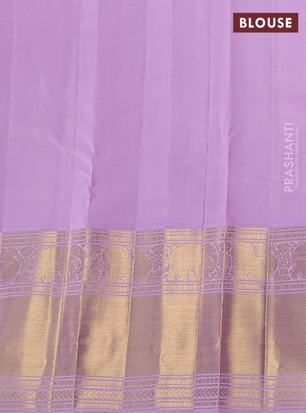 Pure kanchipuram silk saree red and lavender with zari woven buttas and long zari woven border