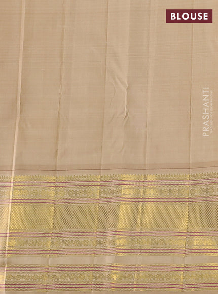 Pure kanchipuram silk saree maroon and sandal with zari woven buttas and long zari woven border