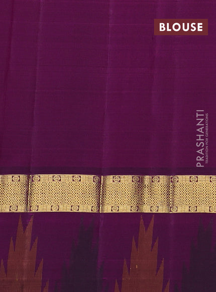 Pure kanchipuram silk saree pastel blue shade and purple with zari woven buttas and rich zari woven temple design border border
