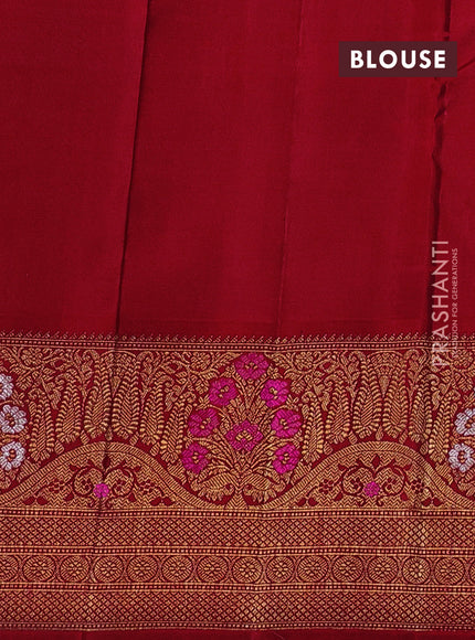 Pure kanchipuram silk saree dark blue and red with zari woven buttas and long zari woven border