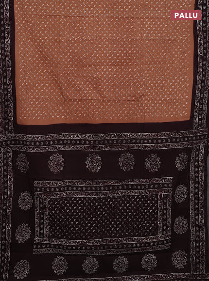 Sungudi cotton saree dark sandal and wine shade with allover butta prints and printed border