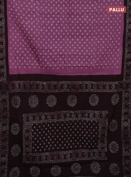 Sungudi cotton saree mauve pink and wine shade with allover batik prints and printed border