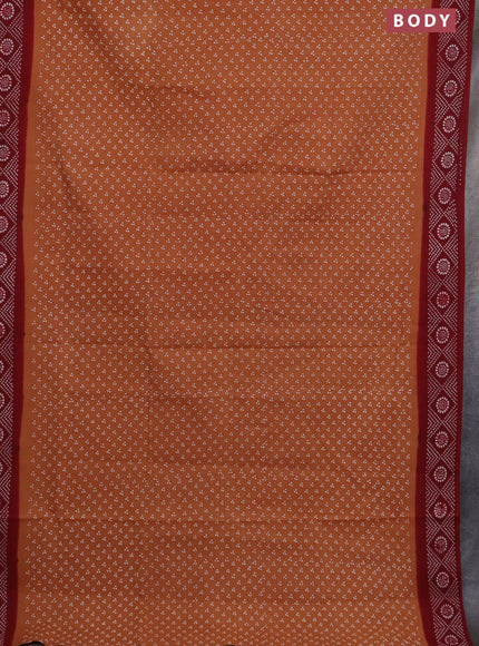 Sungudi cotton saree dark sandal and sandal with allover butta prints and printed border